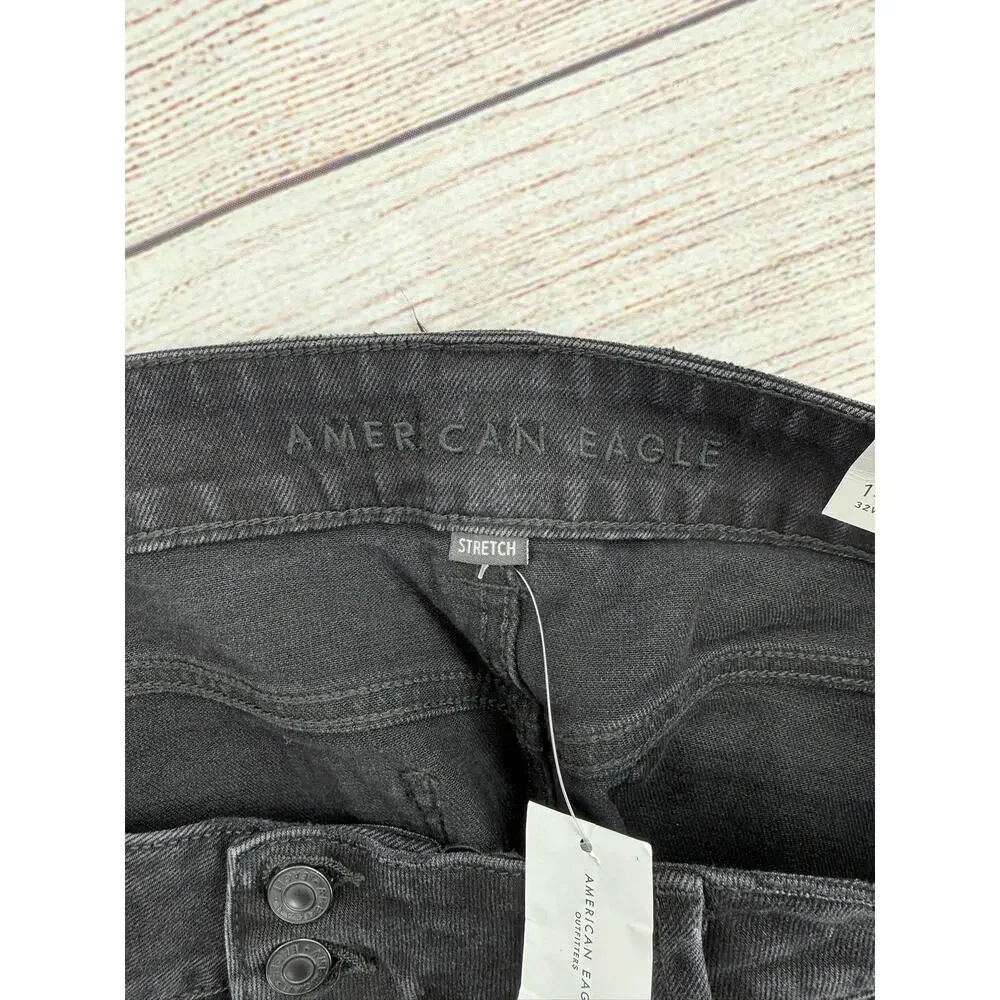 American‎ Eagle Low Rise Mini Skirt Womens 14/32W Black Cut Off NEW - Picture 5 of 9